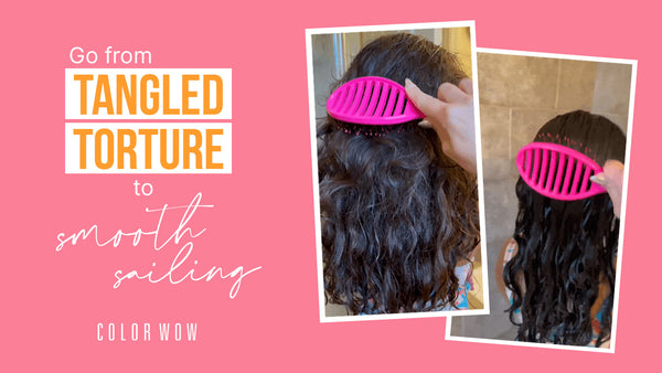 The perfect way to detangle curly hair: @amberhkhanna shows how to use Snag Free on her kids hair.