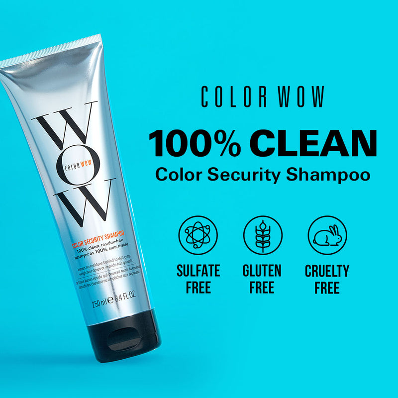 color wow 100% clean color security shampoo - sulfate free, gluten free, cruelty free