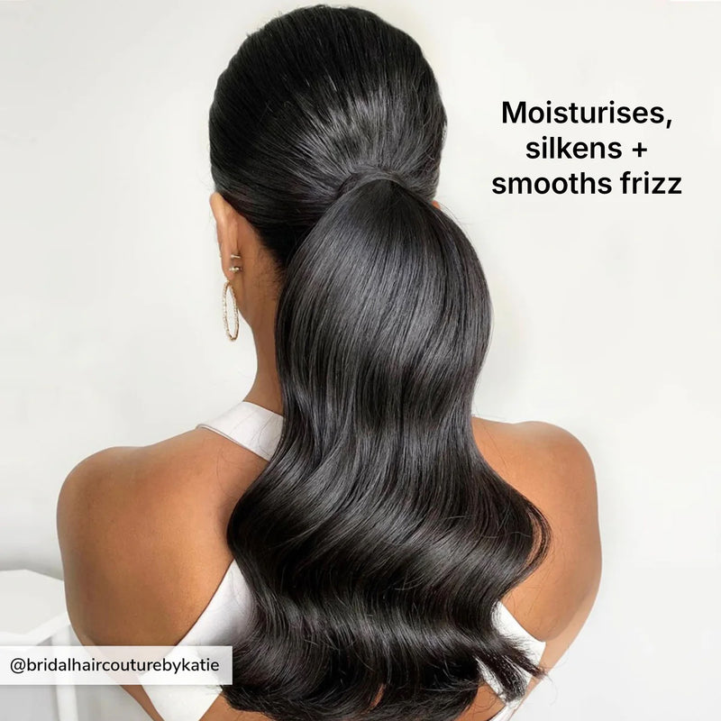 moisturises, silkens + smooths frizz