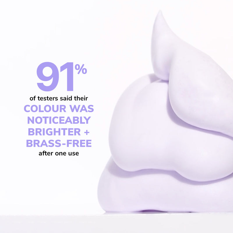 91% of testers said their colour was noticeably brighter + brass-free after one use