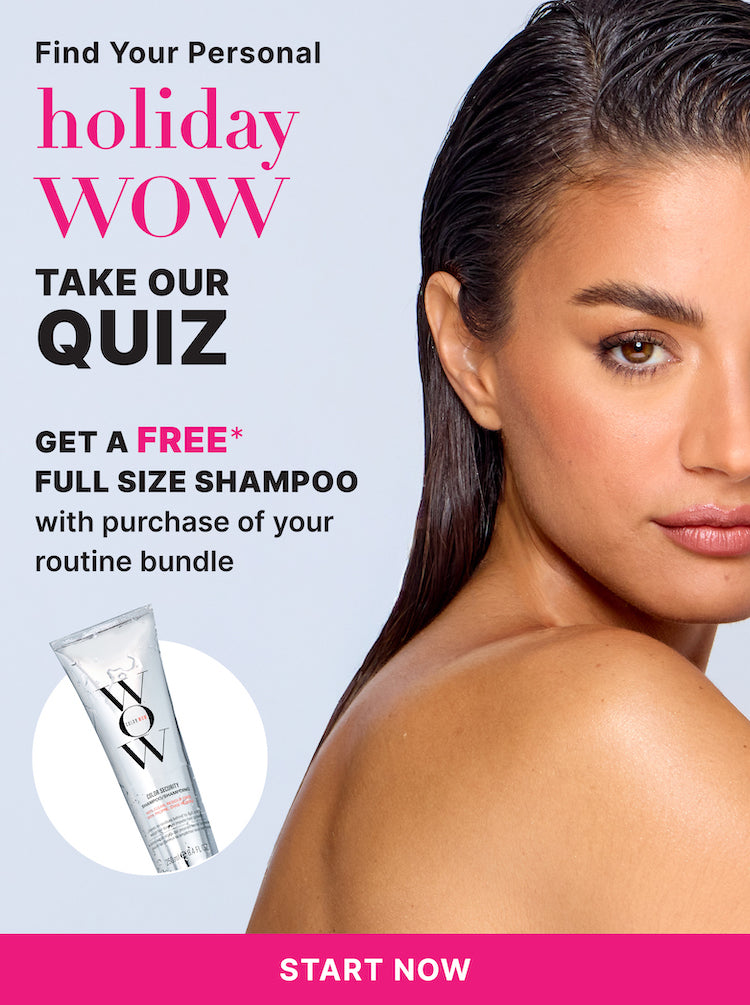 Promotional advertisement for a shampoo product with a woman's face and text overlay.