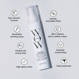 Color Wow Get in Shape Hairspray with features listed on a light gray background