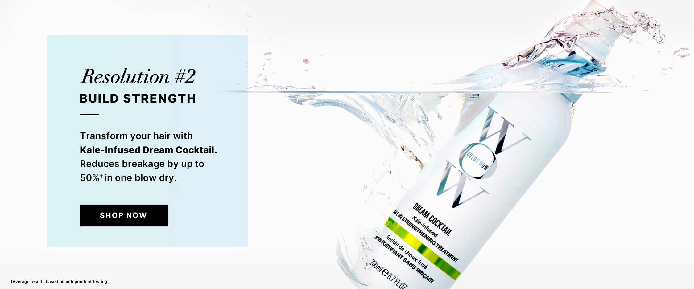 Kale-infused Dream Cocktail bottle highlighting strength and reduced breakage by up to 50%.